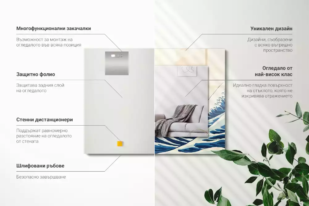 Obdélníkové dekorační zrcadlo Velká vlna v Kanagawě