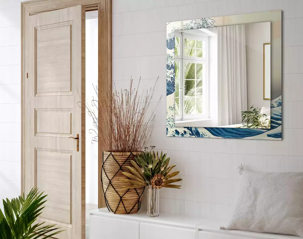 Obdélníkové dekorační zrcadlo Velká vlna v Kanagawě
