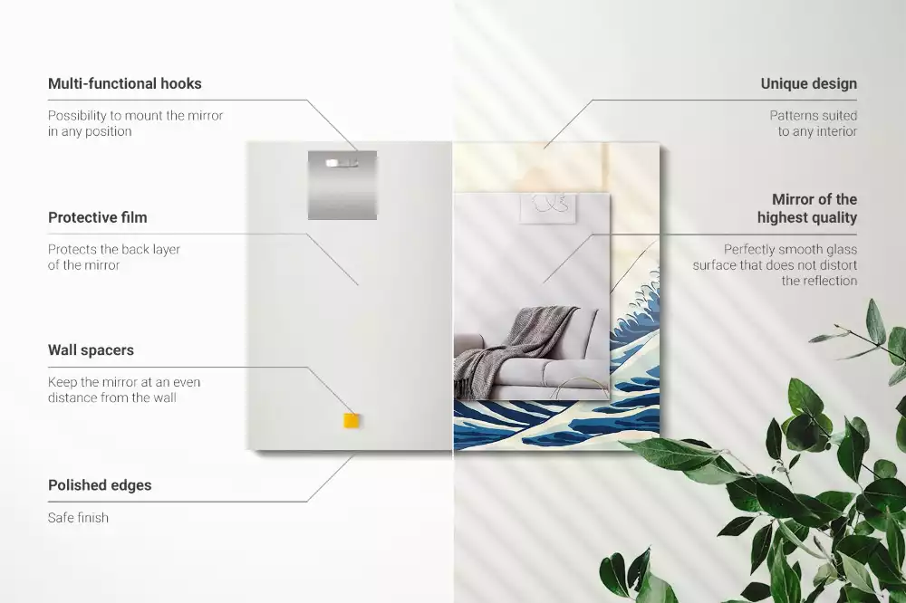 Obdélníkové dekorační zrcadlo Velká vlna v Kanagawě