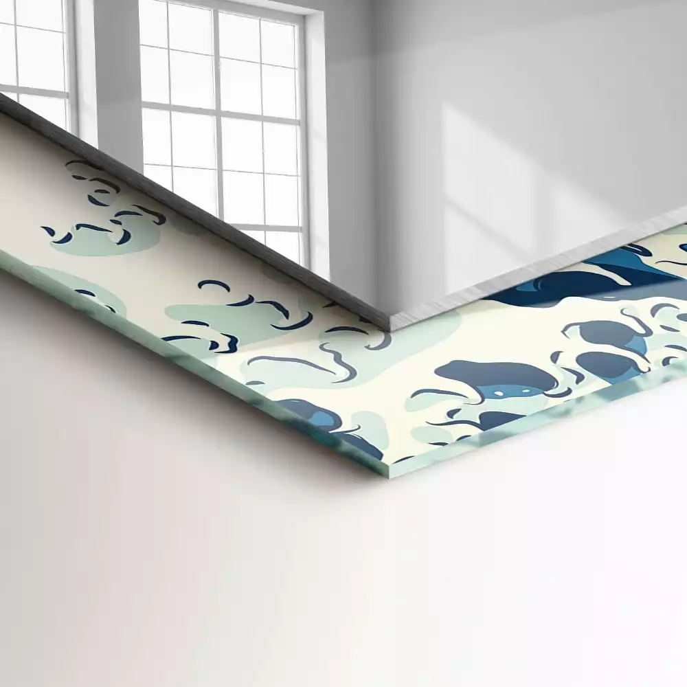 Obdélníkové dekorační zrcadlo Velká vlna v Kanagawě