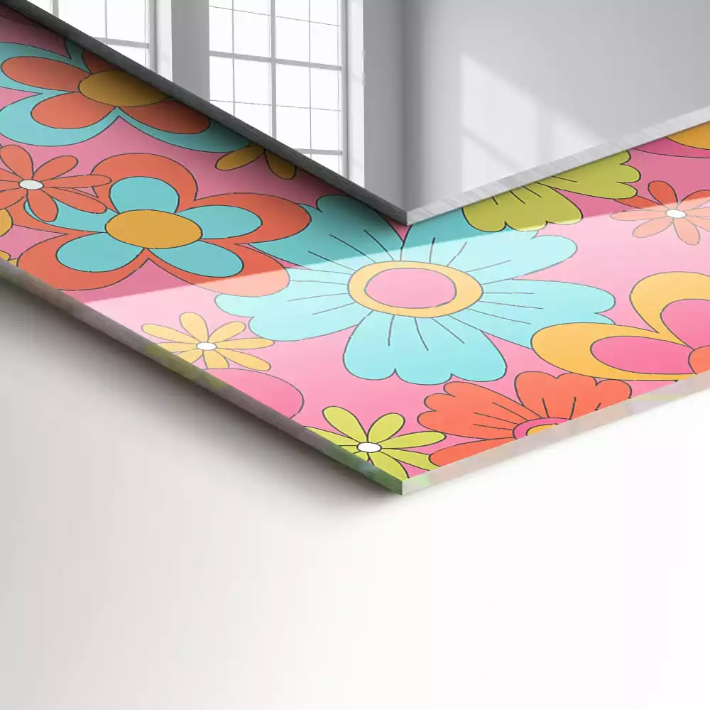 Obdélníkové dekorační zrcadlo Barevná květinová drážka