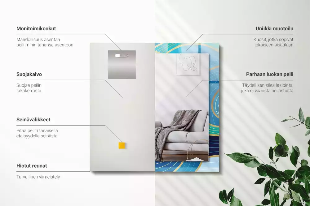 Obdélníkové dekorační zrcadlo Vlny vzory modré