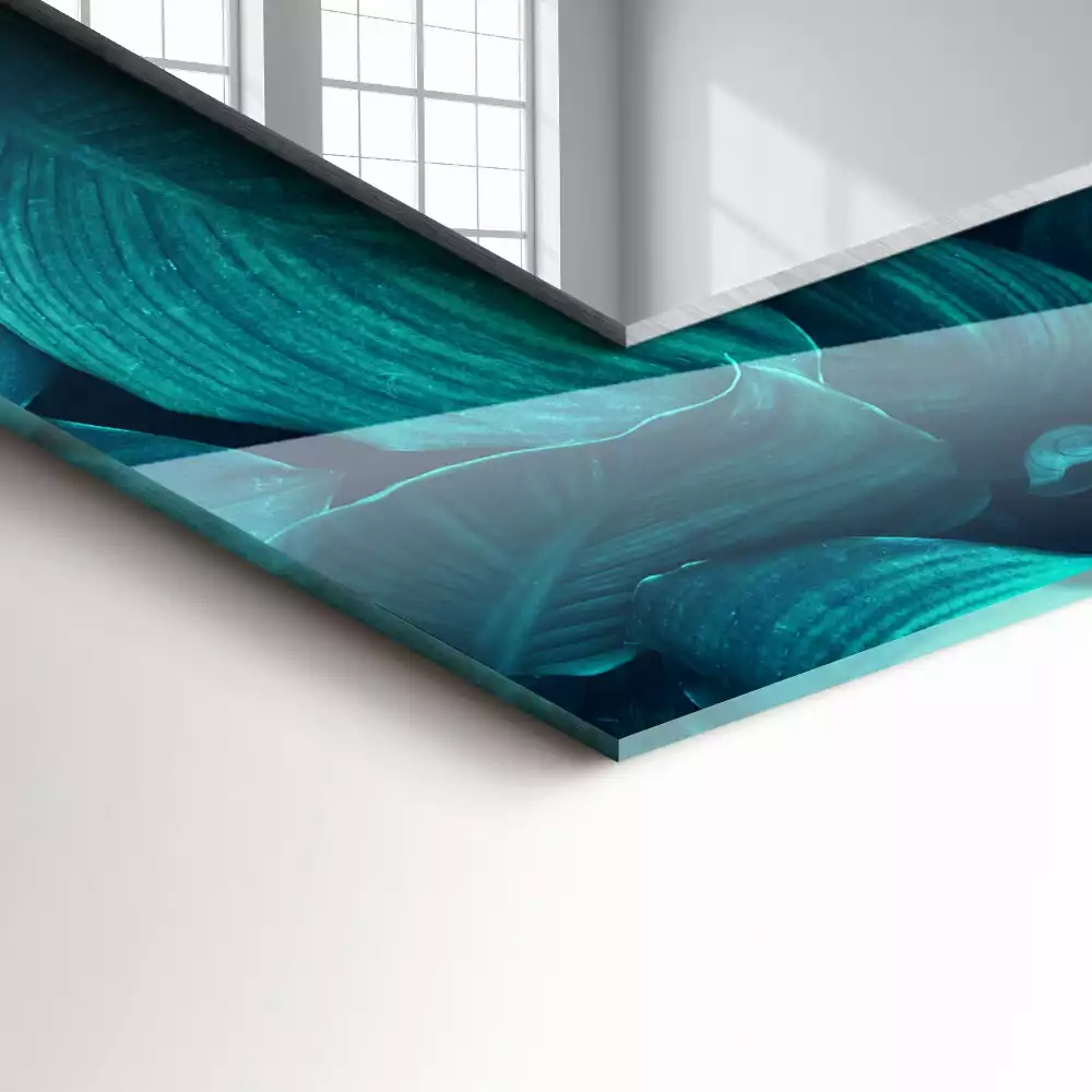 Obdélníkové dekorační zrcadlo zelené listy