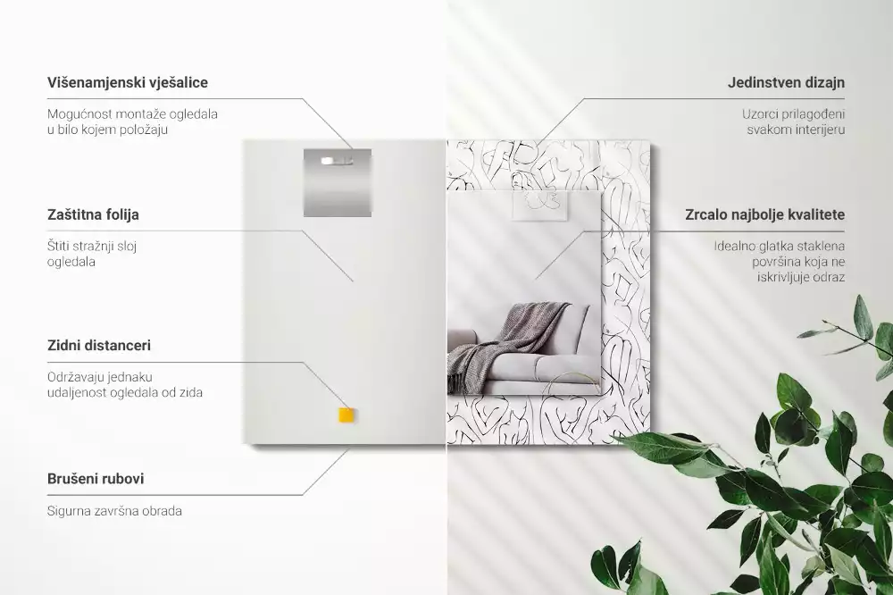 Obdélníkové dekorační zrcadlo Náčrt ženských siluet