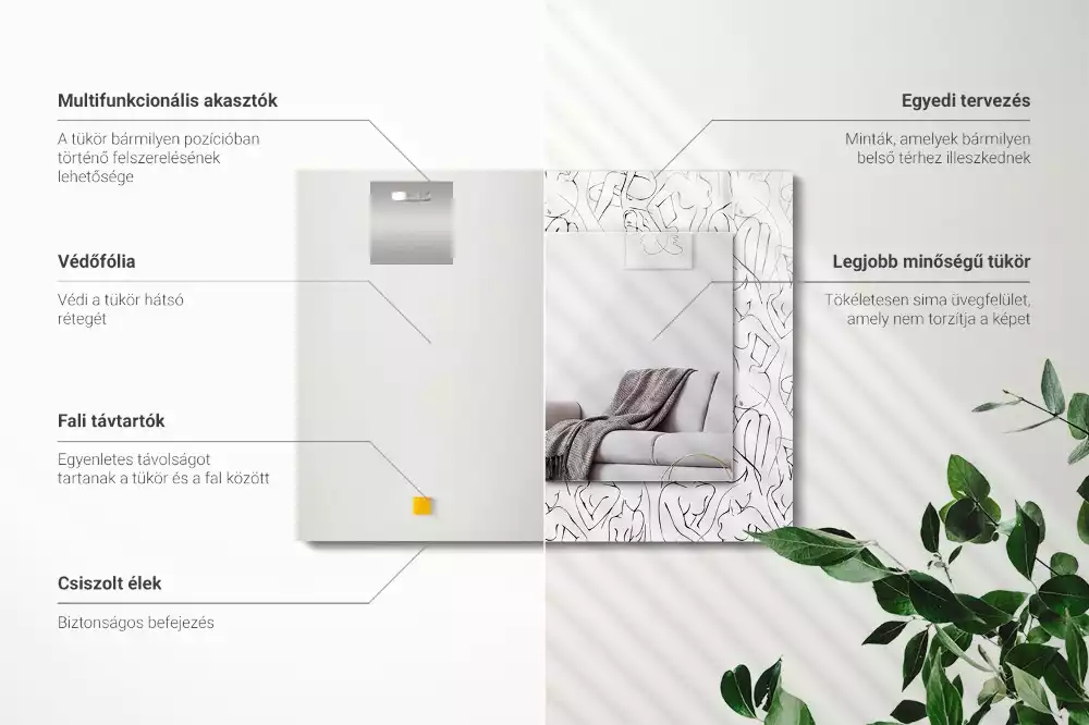 Obdélníkové dekorační zrcadlo Náčrt ženských siluet