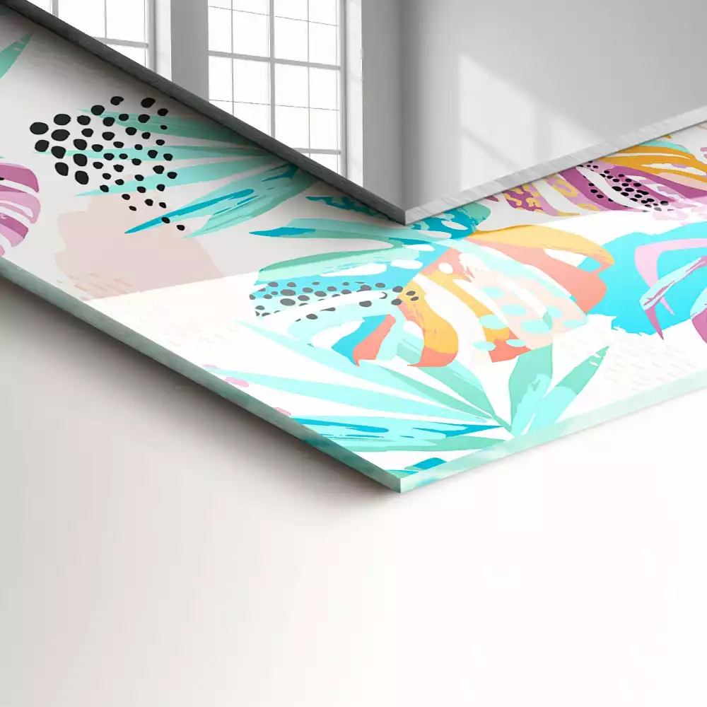 Obdélníkové dekorační zrcadlo Barevné tropické listy