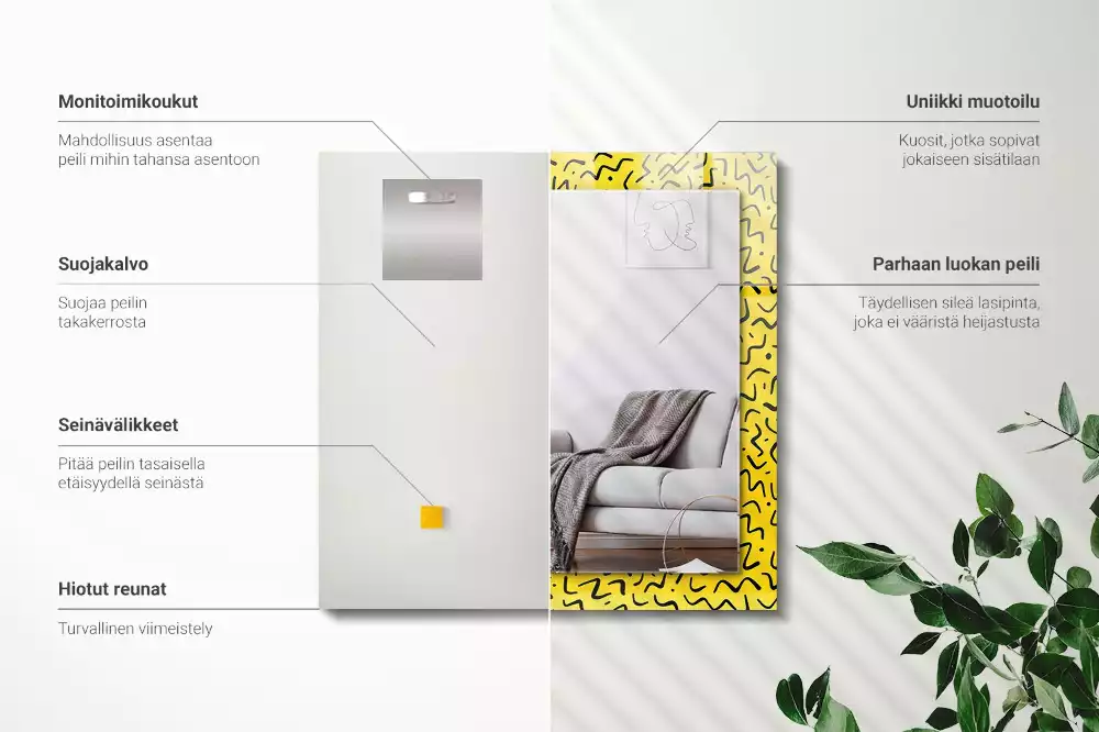 Obdélníkové dekorační zrcadlo Žlutý abstraktní vzor