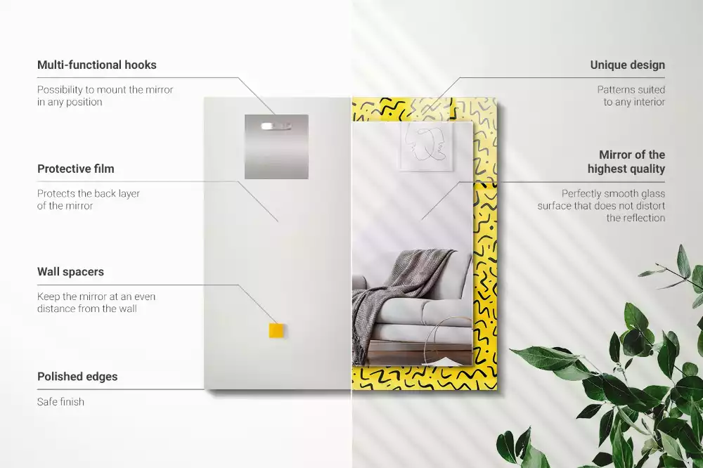 Obdélníkové dekorační zrcadlo Žlutý abstraktní vzor