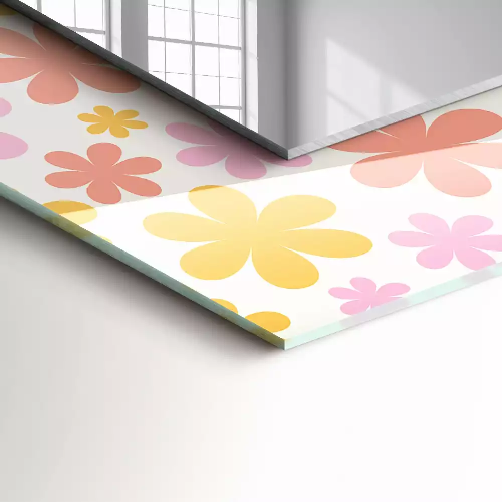 Obdélníkové dekorační zrcadlo květinový vzor