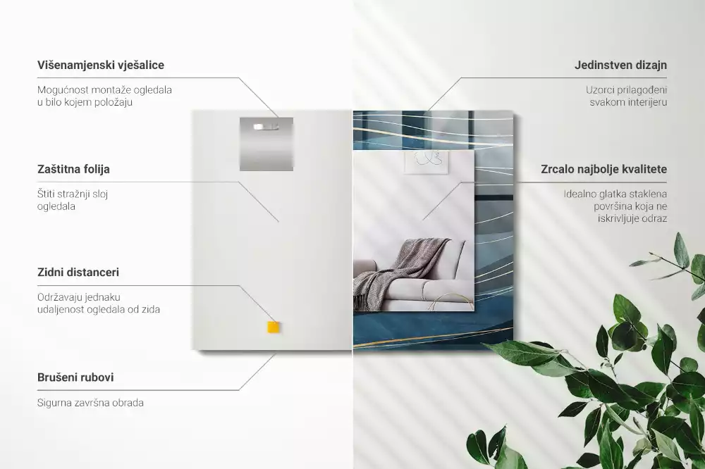 Obdélníkové dekorační zrcadlo Abstraktní linie