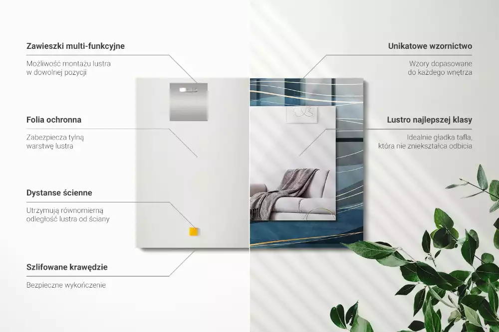 Obdélníkové dekorační zrcadlo Abstraktní linie