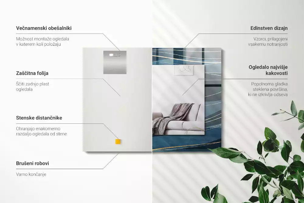 Obdélníkové dekorační zrcadlo Abstraktní linie