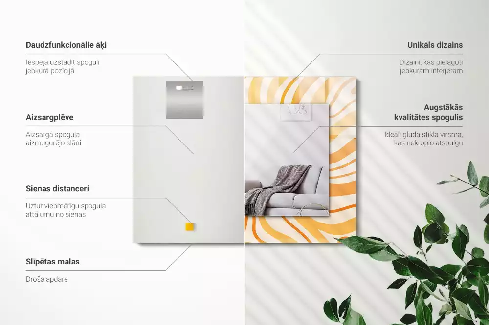 Obdélníkové dekorační zrcadlo Abstraktní oranžové vzory