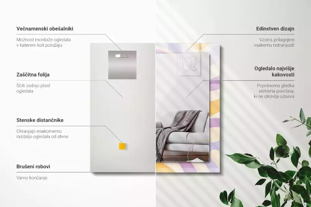 Obdélníkové dekorační zrcadlo Abstraktní barevné vzory