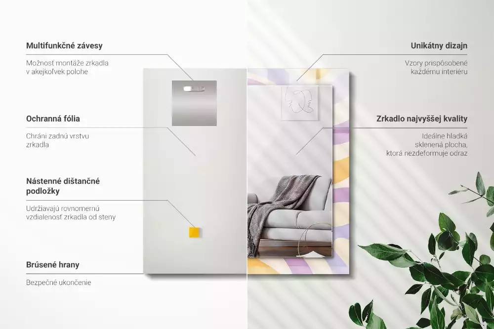 Obdélníkové dekorační zrcadlo Abstraktní barevné vzory