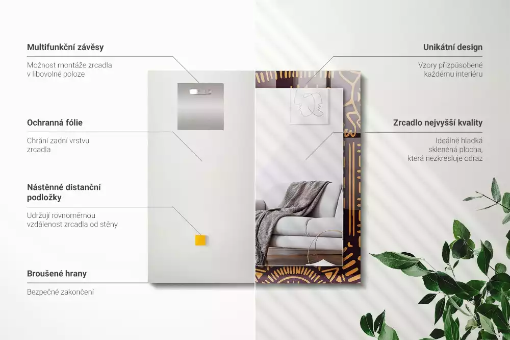 Obdélníkové dekorační zrcadlo Etnický Vzor