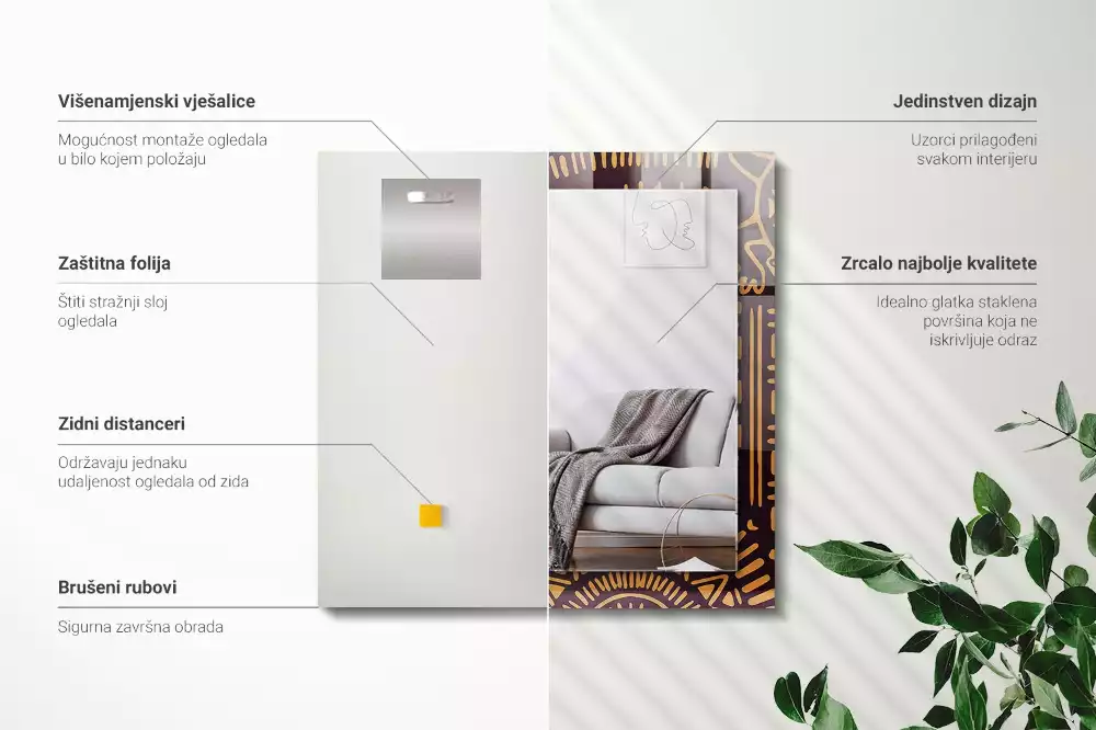 Obdélníkové dekorační zrcadlo Etnický Vzor