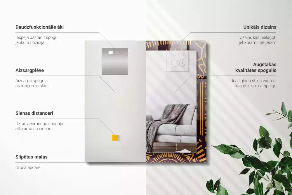 Obdélníkové dekorační zrcadlo Etnický Vzor