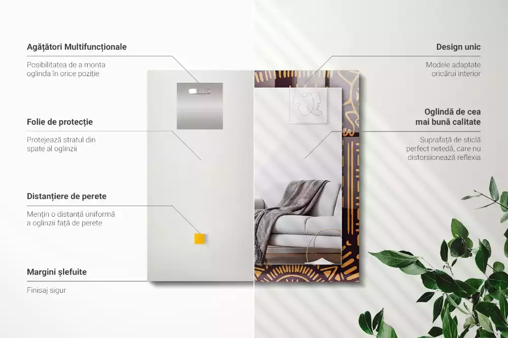 Obdélníkové dekorační zrcadlo Etnický Vzor