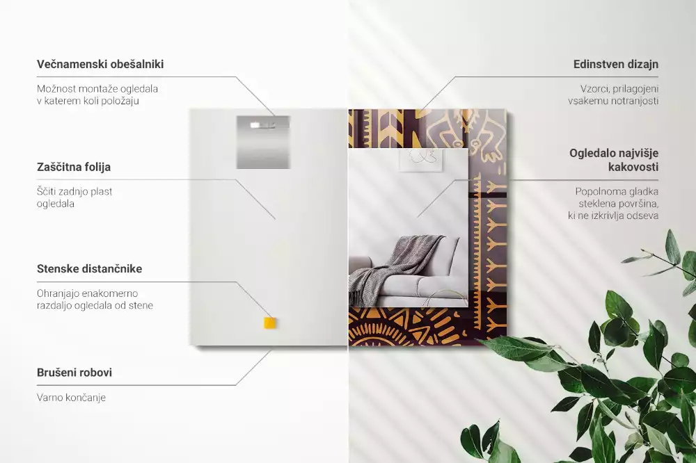 Obdélníkové dekorační zrcadlo Etnický Vzor