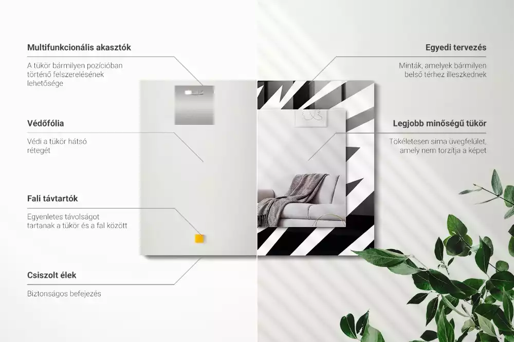 Obdélníkové dekorační zrcadlo Černá a bílá geometrie