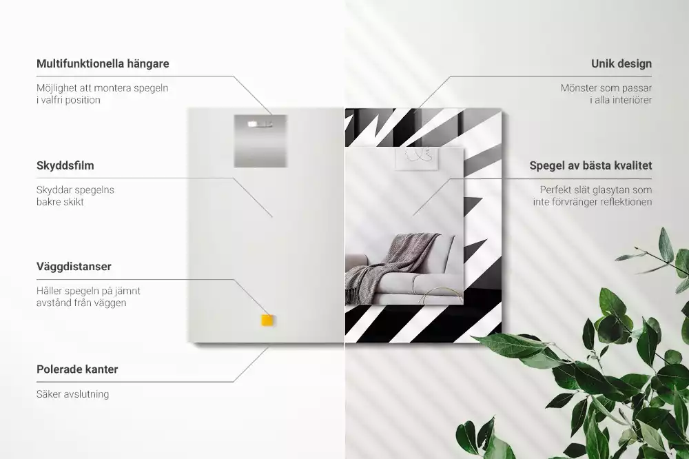 Obdélníkové dekorační zrcadlo Černá a bílá geometrie