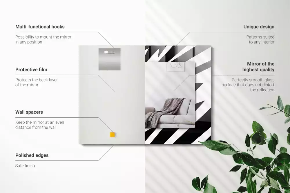 Obdélníkové dekorační zrcadlo Černá a bílá geometrie