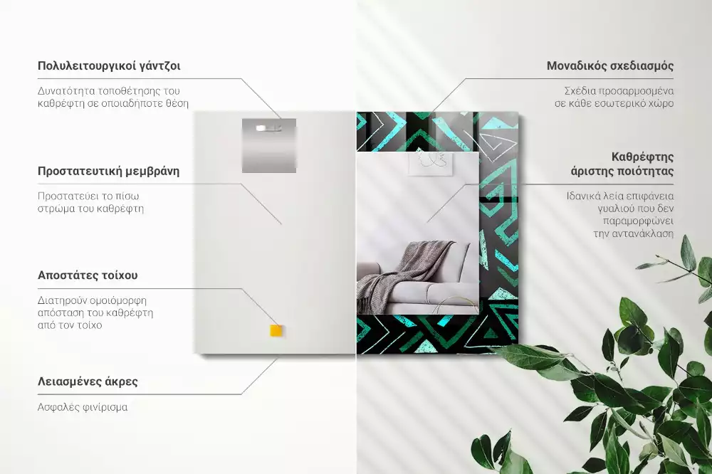Obdélníkové dekorační zrcadlo Geometrický tyrkysový vzor