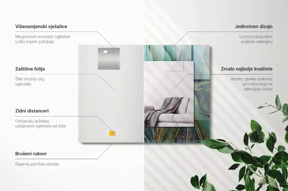 Obdélníkové dekorační zrcadlo Zanechává čáry