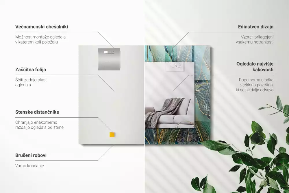 Obdélníkové dekorační zrcadlo Zanechává čáry