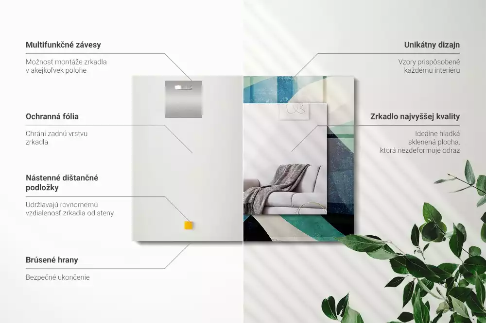 Obdélníkové dekorační zrcadlo Abstraktní barevné vzory