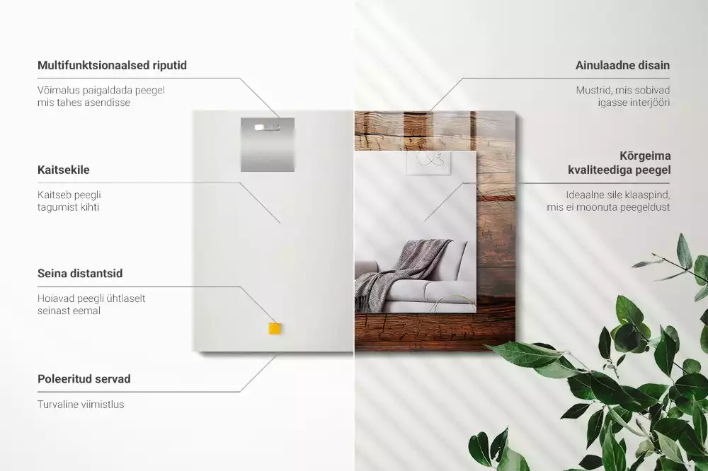 Obdélníkové dekorační zrcadlo Dřevěná deska textura