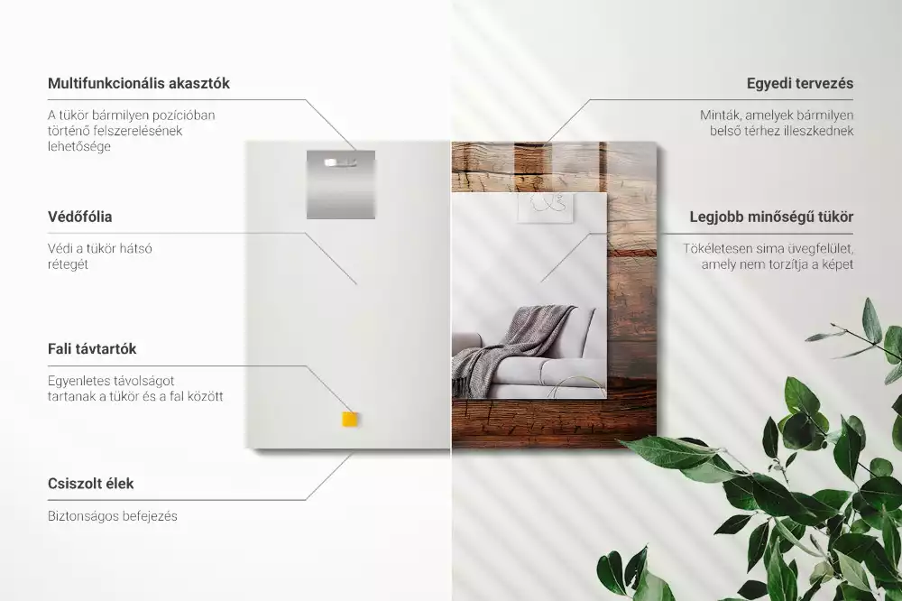 Obdélníkové dekorační zrcadlo Dřevěná deska textura