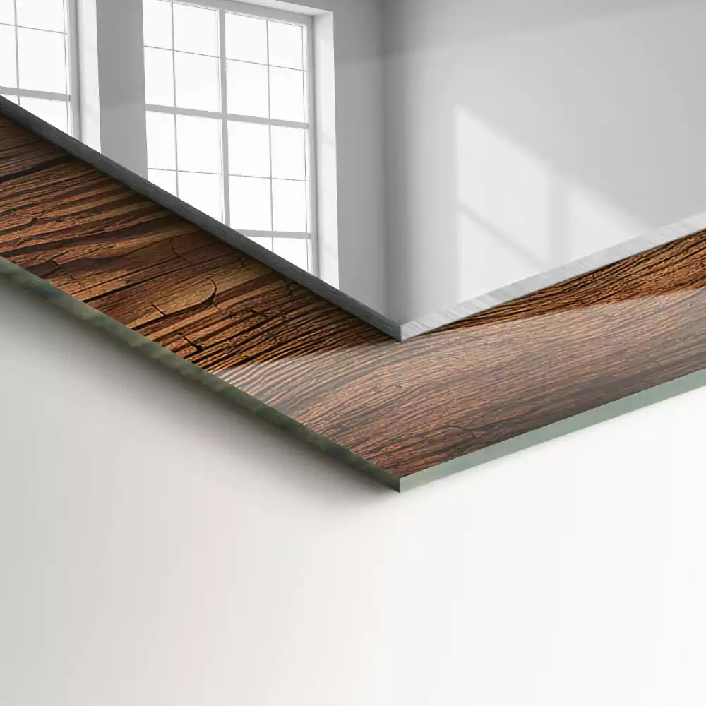 Obdélníkové dekorační zrcadlo Dřevěná deska textura