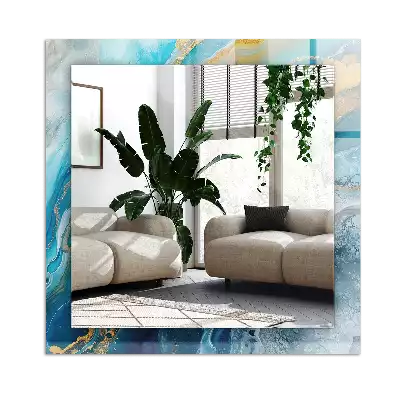 Obdélníkové dekorační zrcadlo Abstraktní mramorová pryskyřice