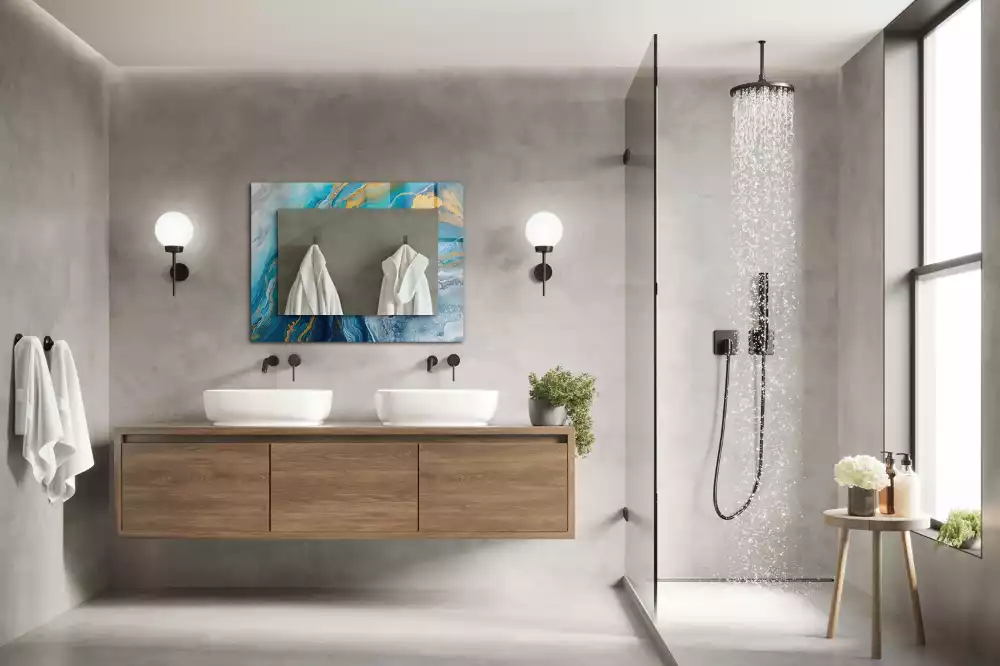 Obdélníkové dekorační zrcadlo Abstraktní mramorová pryskyřice