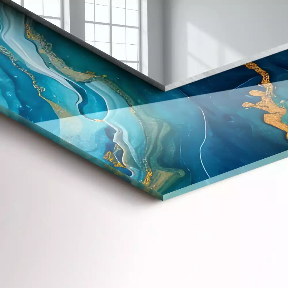 Obdélníkové dekorační zrcadlo Abstraktní mramorová pryskyřice