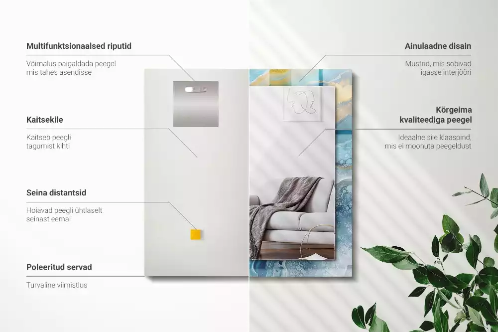 Obdélníkové dekorační zrcadlo Abstraktní mramorová pryskyřice