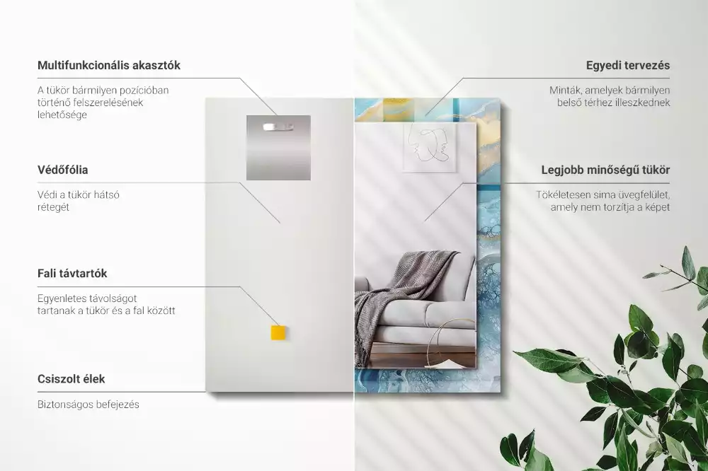 Obdélníkové dekorační zrcadlo Abstraktní mramorová pryskyřice