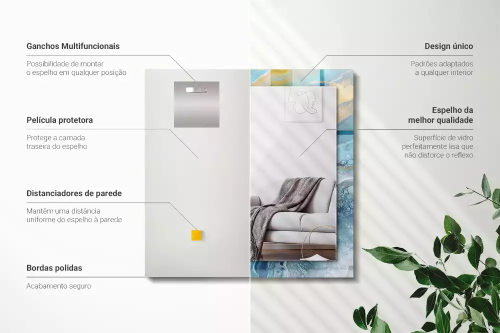 Obdélníkové dekorační zrcadlo Abstraktní mramorová pryskyřice