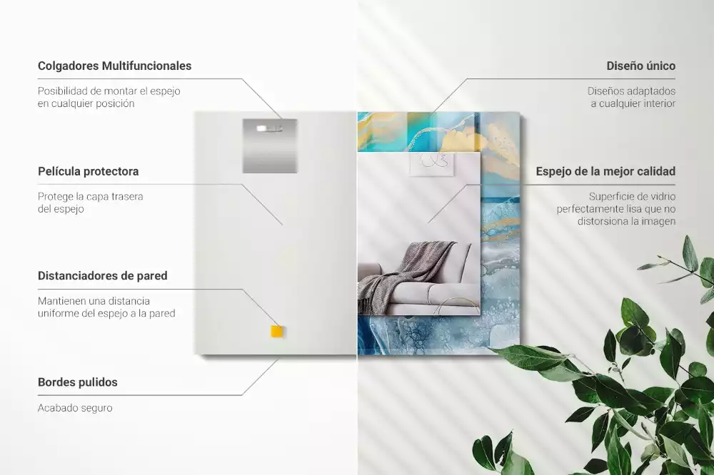 Obdélníkové dekorační zrcadlo Abstraktní mramorová pryskyřice