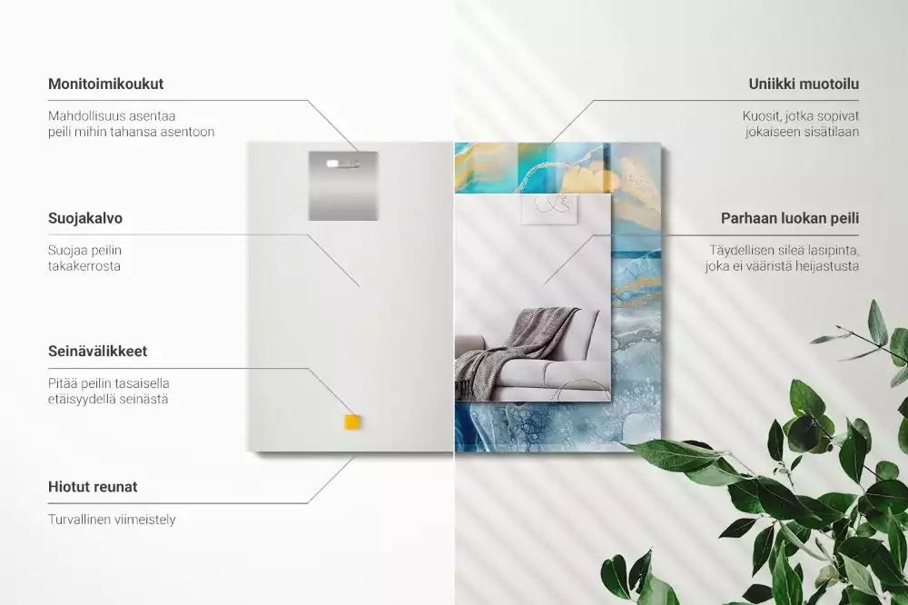 Obdélníkové dekorační zrcadlo Abstraktní mramorová pryskyřice