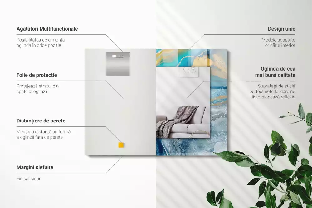 Obdélníkové dekorační zrcadlo Abstraktní mramorová pryskyřice