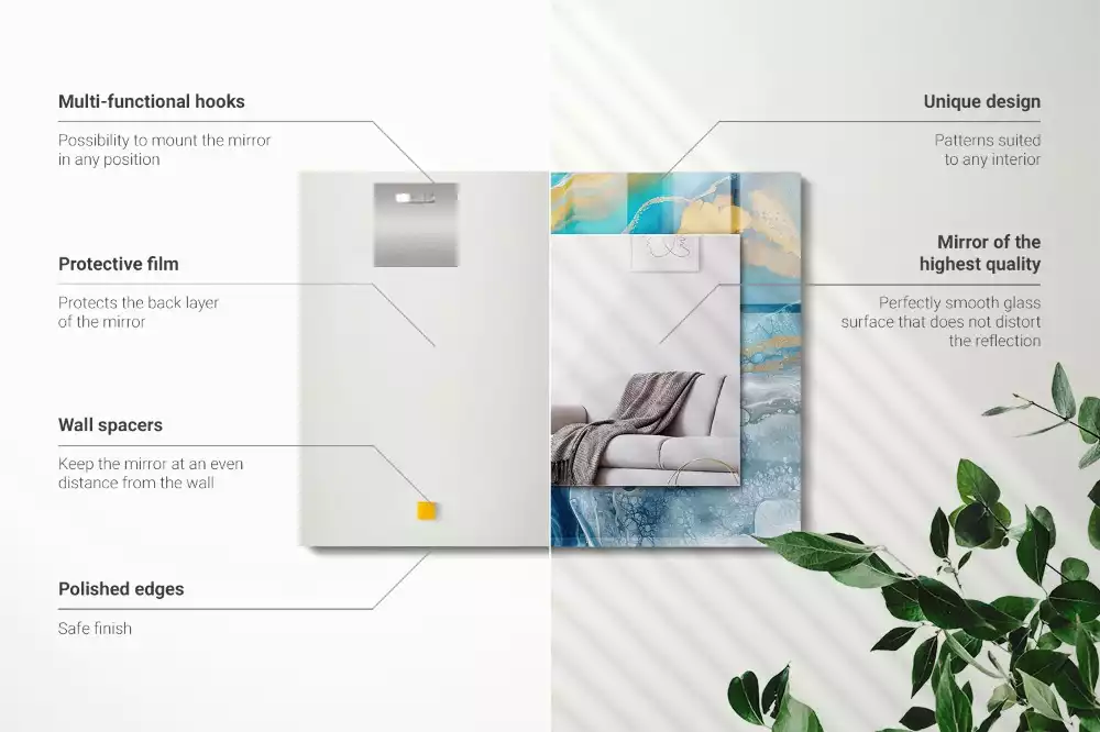 Obdélníkové dekorační zrcadlo Abstraktní mramorová pryskyřice