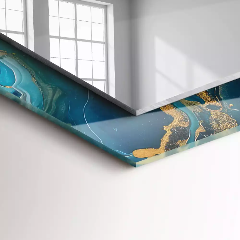 Obdélníkové dekorační zrcadlo Abstraktní mramorová pryskyřice