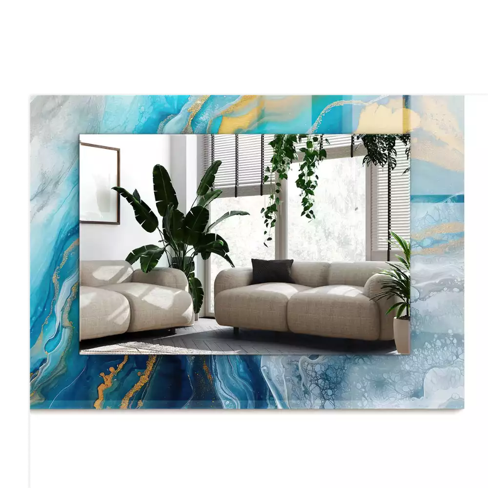 Obdélníkové dekorační zrcadlo Abstraktní mramorová pryskyřice