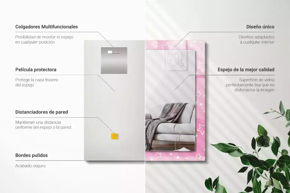 Obdélníkové dekorační zrcadlo Růžové hvězdy