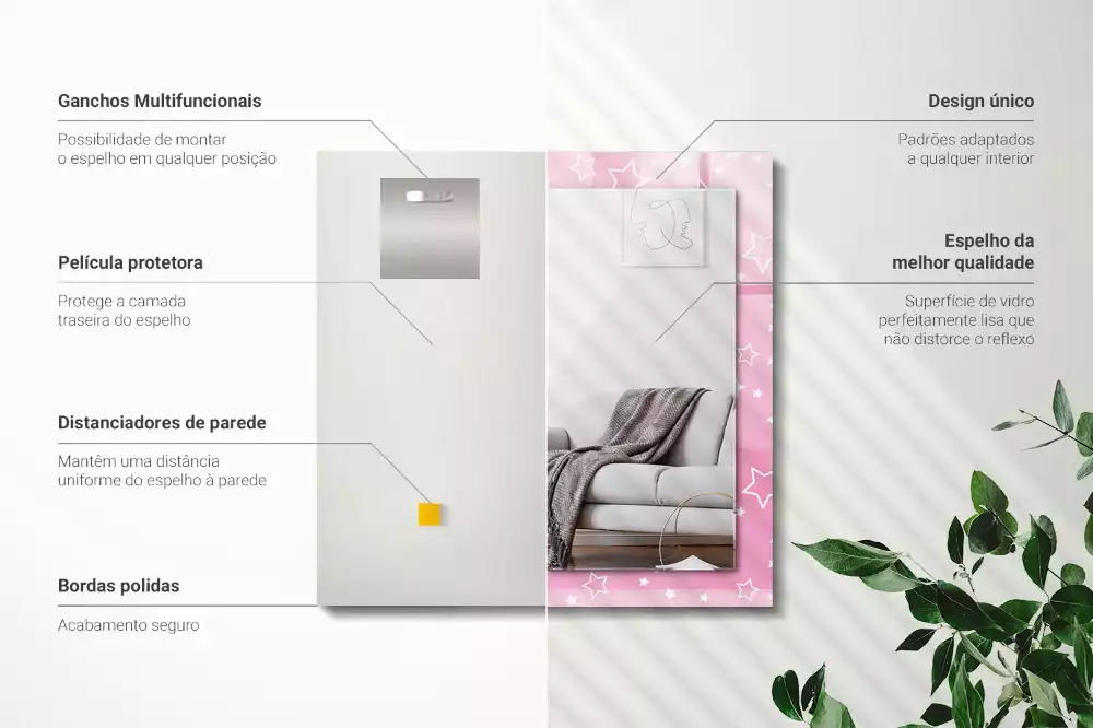 Obdélníkové dekorační zrcadlo Růžové hvězdy