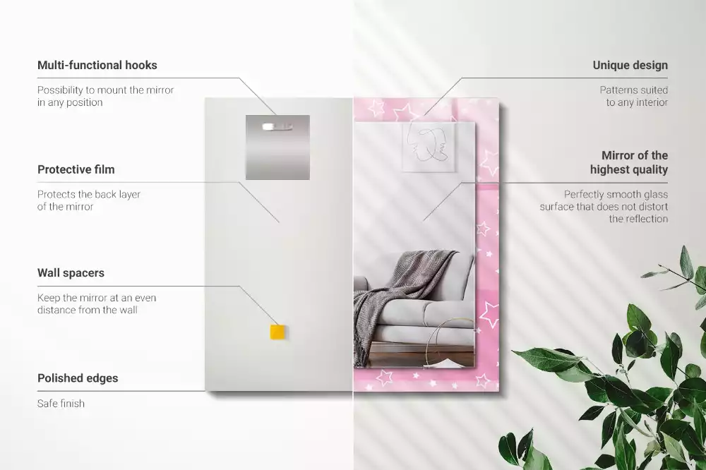 Obdélníkové dekorační zrcadlo Růžové hvězdy