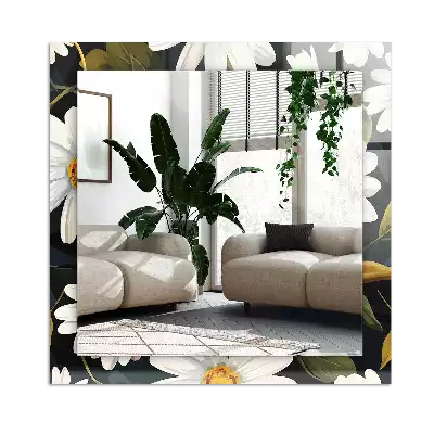 Obdélníkové dekorační zrcadlo Listy bílé sedmikrásky